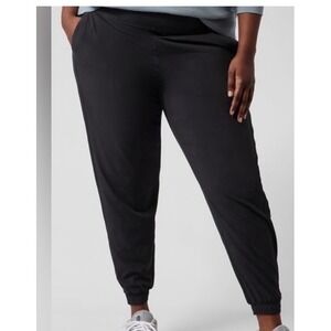 Athleta Brooklyn Lined Textured Jogger pants Black, Size 22, Pockets, Ankle Cuff